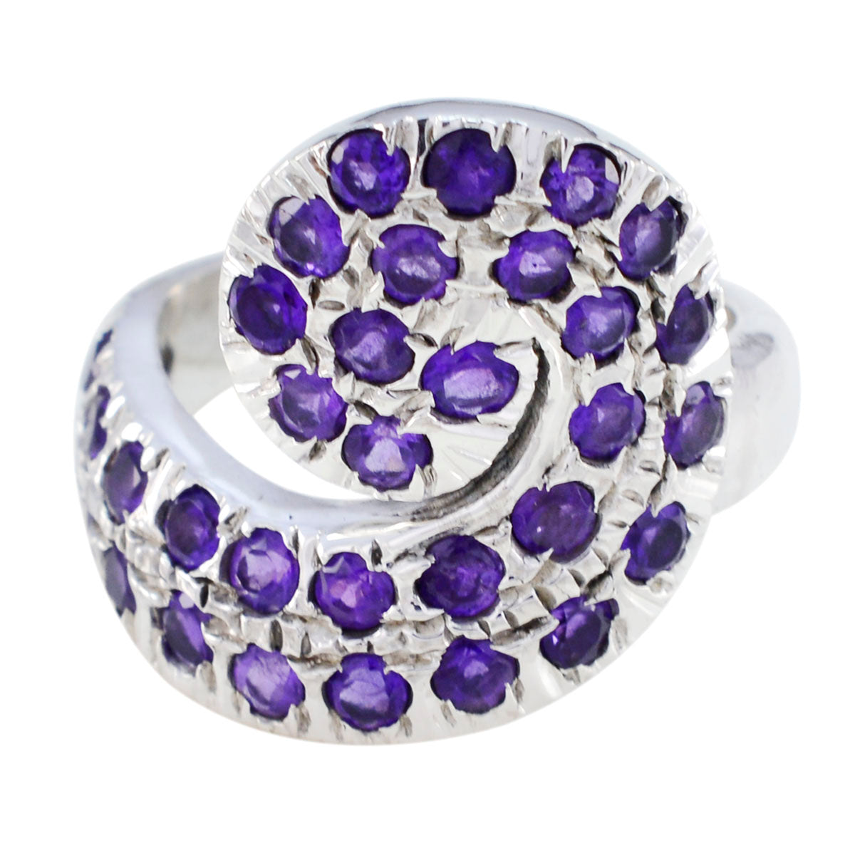 Amethyst multiple Italian Sterling Silver Purple Gemstone Edgy Abstract Ring Jewelry