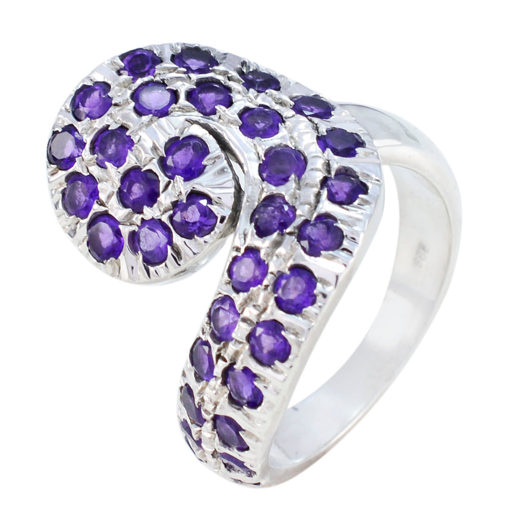 Amethyst multiple Italian Sterling Silver Purple Gemstone Edgy Abstract Ring Jewelry