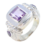 Amethyst Trilogy Egyptian Silver Purple Gemstones Eye catching Abstract Ring Jewelry