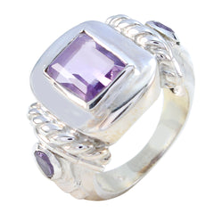 Amethyst Trilogy Egyptian Silver Purple Gemstones Eye catching Abstract Ring Jewelry