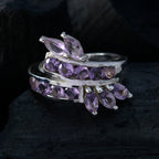 Amethyst multiple German 925 Silver Purple Gems Classic Feminine Ring Jewellery