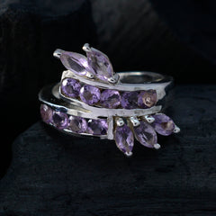 Amethyst multiple German 925 Silver Purple Gems Classic Feminine Ring Jewellery