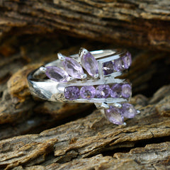 Amethyst multiple German 925 Silver Purple Gems Classic Feminine Ring Jewellery