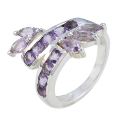 Amethyst multiple German 925 Silver Purple Gems Classic Feminine Ring Jewellery