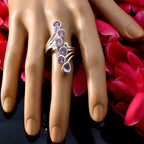 Amethyst Hexa African Silver Purple Gems Versatile Trendy Ring Jewelry