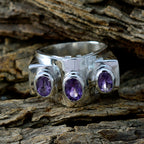Amethyst Trilogy German 925 Sterling Silver Purple Gems Essential  Trendy Ring Jewelry
