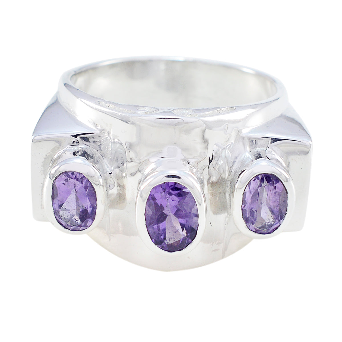 Amethyst Trilogy German 925 Sterling Silver Purple Gems Essential  Trendy Ring Jewelry Huvudsaklig produktbild