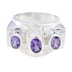 Amethyst Trilogy German 925 Sterling Silver Purple Gems Essential  Trendy Ring Jewelry