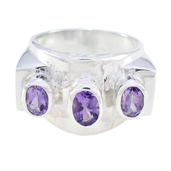 Amethyst Trilogy German 925 Sterling Silver Purple Gems Essential  Trendy Ring Jewelry