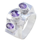 Amethyst Trilogy German 925 Sterling Silver Purple Gems Essential  Trendy Ring Jewelry