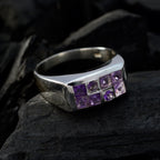 Amethyst octa Russian 925 Silver Purple Gems Classic Romantic Ring Jewellery
