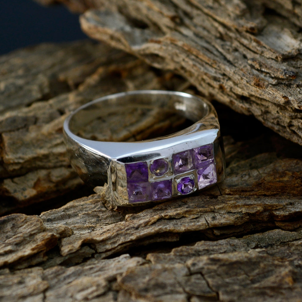 Amethyst octa Russian 925 Silver Purple Gems Classic Romantic Ring Jewellery