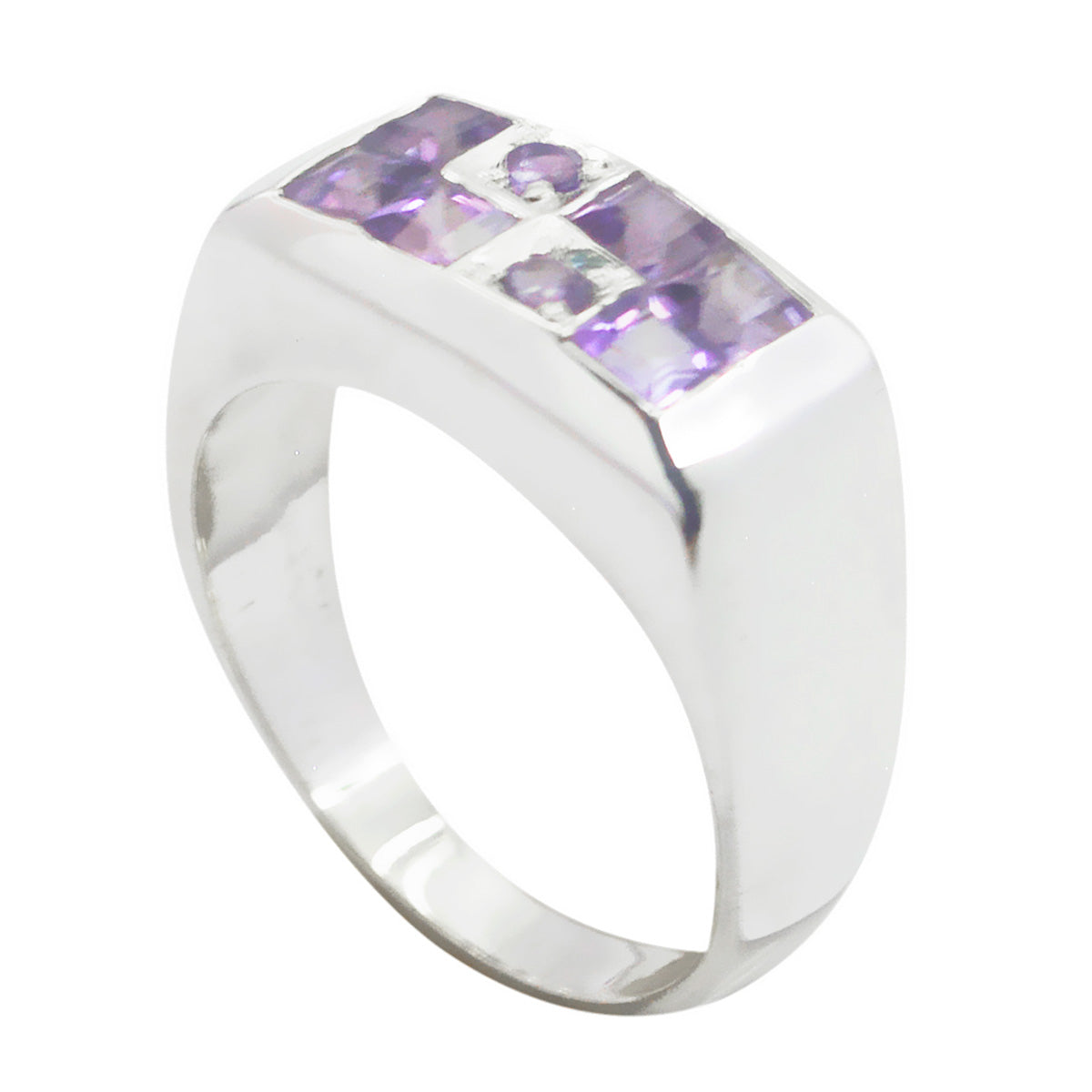 Amethyst octa Russian 925 Silver Purple Gems Classic Romantic Ring Jewellery