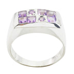 Amethyst octa Russian 925 Silver Purple Gems Classic Romantic Ring Jewellery