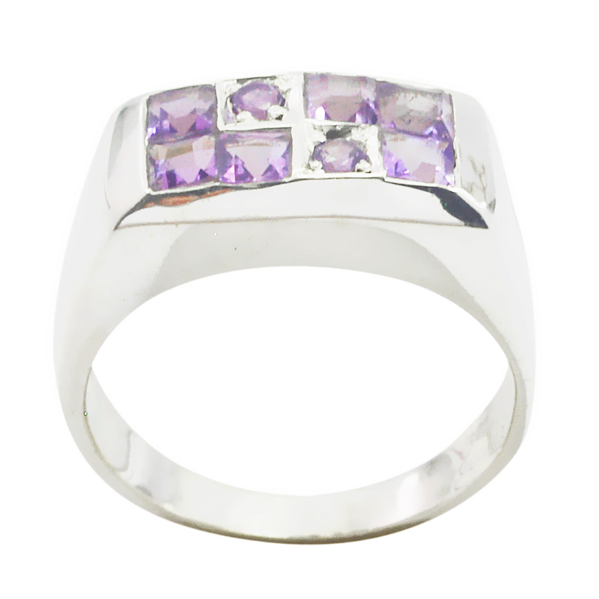 Amethyst octa Russian 925 Silver Purple Gems Classic Romantic Ring Jewellery