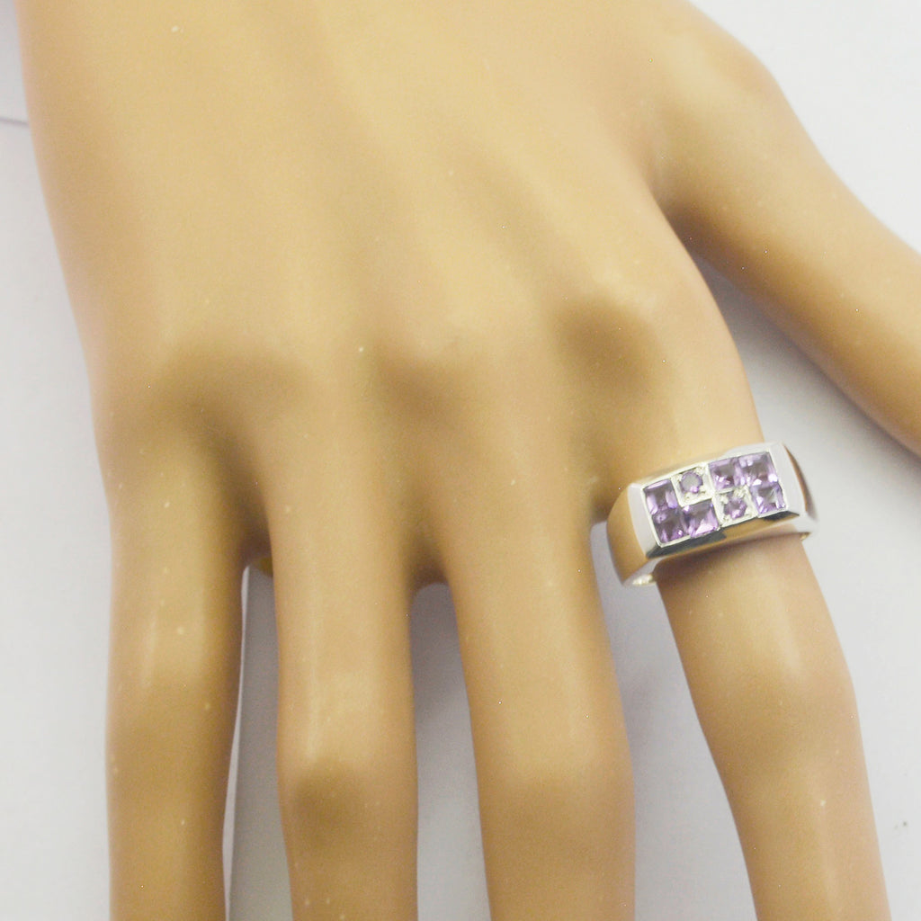 Amethyst octa Russian 925 Silver Purple Gems Classic Romantic Ring Jewellery