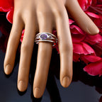Amethyst Trilogy German 925 Silver Purple Gemstone Tiny Abstract Ring Jewelry