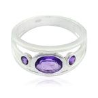 Amethyst Trilogy German 925 Silver Purple Gemstone Tiny Abstract Ring Jewelry
