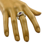 Amethyst Trilogy German 925 Silver Purple Gemstone Tiny Abstract Ring Jewelry