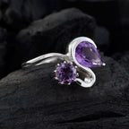 Amethyst Toi et Moi Indian 92.5 Silver Purple Gemstone Featherlight Graceful Ring Jewellery