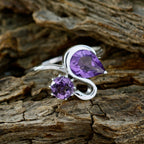 Amethyst Toi et Moi Indian 92.5 Silver Purple Gemstone Featherlight Graceful Ring Jewellery