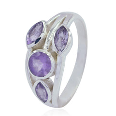 Amethyst quarter African Silver Purple Gems Slim Fairytale Ring Jewellery