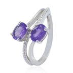Amethyst Toi et Moi American Sterling Silver Purple Gems Whisper thin Feminine Ring Jewellery