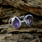 Amethyst Toi et Moi African Silver Purple Gemstone Slim Trendy Ring Jewellery
