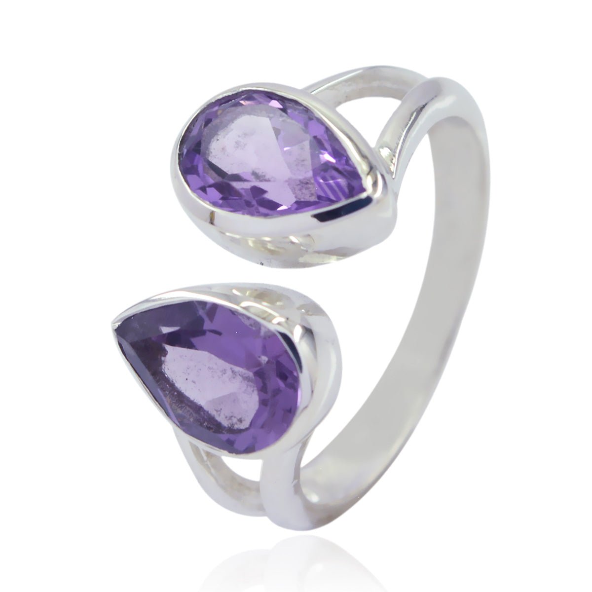 Amethyst Toi et Moi African Silver Purple Gemstone Slim Trendy Ring Jewellery