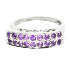 Amethyst multiple Japanese Silver Purple Gemstone Whisper thin Fairytale Ring Jewellery