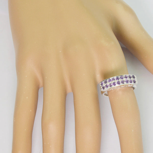 Amethyst multiple Japanese Silver Purple Gemstone Whisper thin Fairytale Ring Jewellery