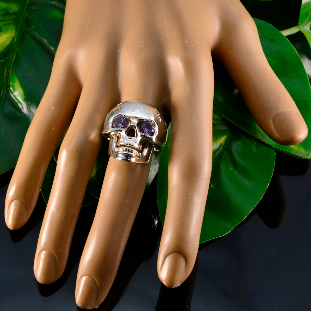 Amethyst Toi et Moi Egyptian 92.5 Silver Purple Gems Statement Signet Ring Jewellery