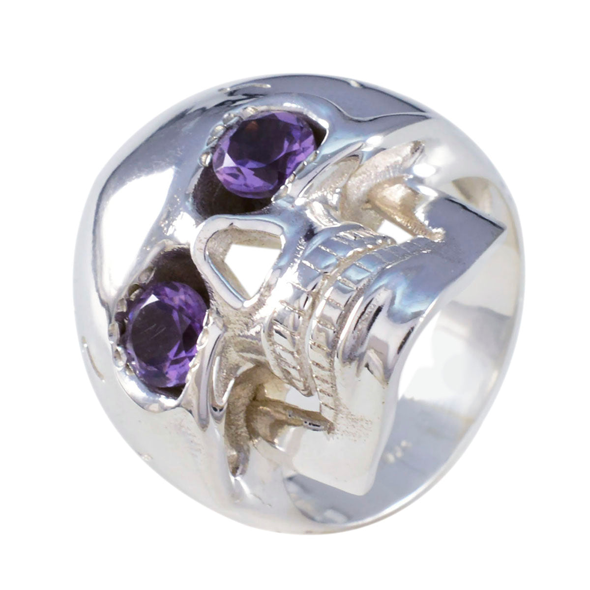 Amethyst Toi et Moi Egyptian 92.5 Silver Purple Gems Statement Signet Ring Jewellery