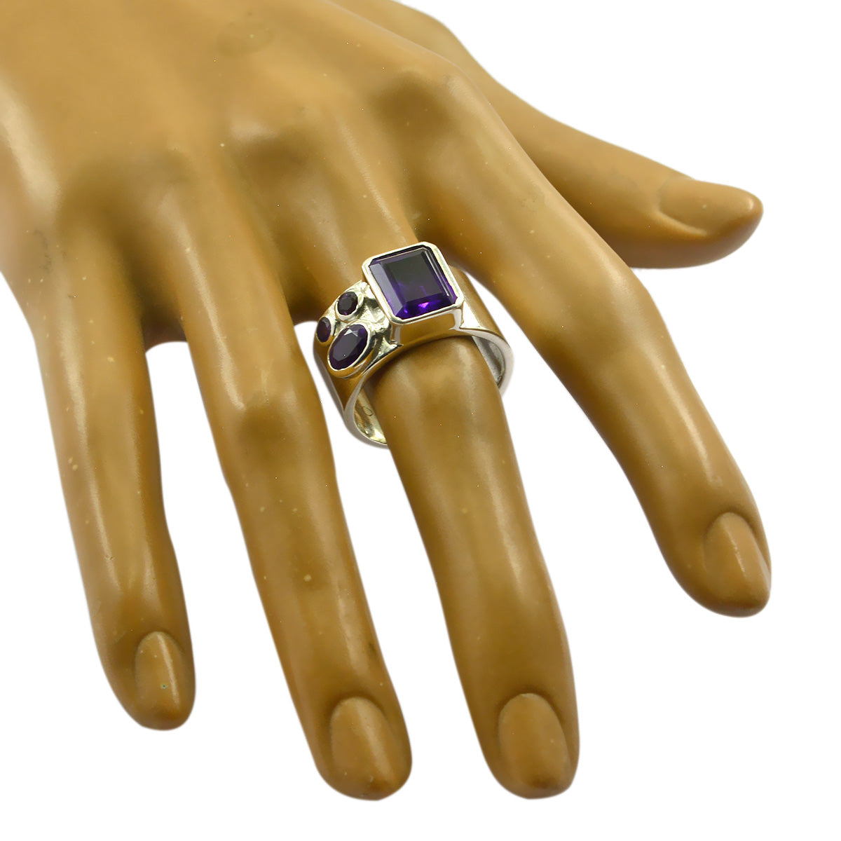 Amethyst quarter Egyptian Silver Purple Gemstones Eye catching Abstract Band Jewellery