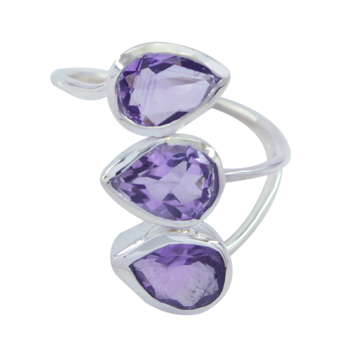 Amethyst Trilogy Moroccan 92.5 Silver Purple Gemstone Classic Luxurious Ring Jewellery Image principale du produit