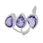 Amethyst Trilogy Moroccan 92.5 Silver Purple Gemstone Classic Luxurious Ring Jewellery