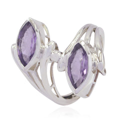 Amethyst Toi et Moi French Silver Purple Gems Versatile Modern Ring Jewellery