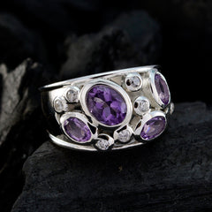 Amethyst quarter Egyptian 92.5 Silver Purple Gemstones Essential  Trendy Ring Jewellery