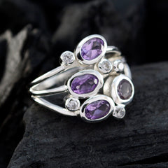Amethyst quarter German Silver Purple Gemstone Minimal Glamorous Ring Jewellery
