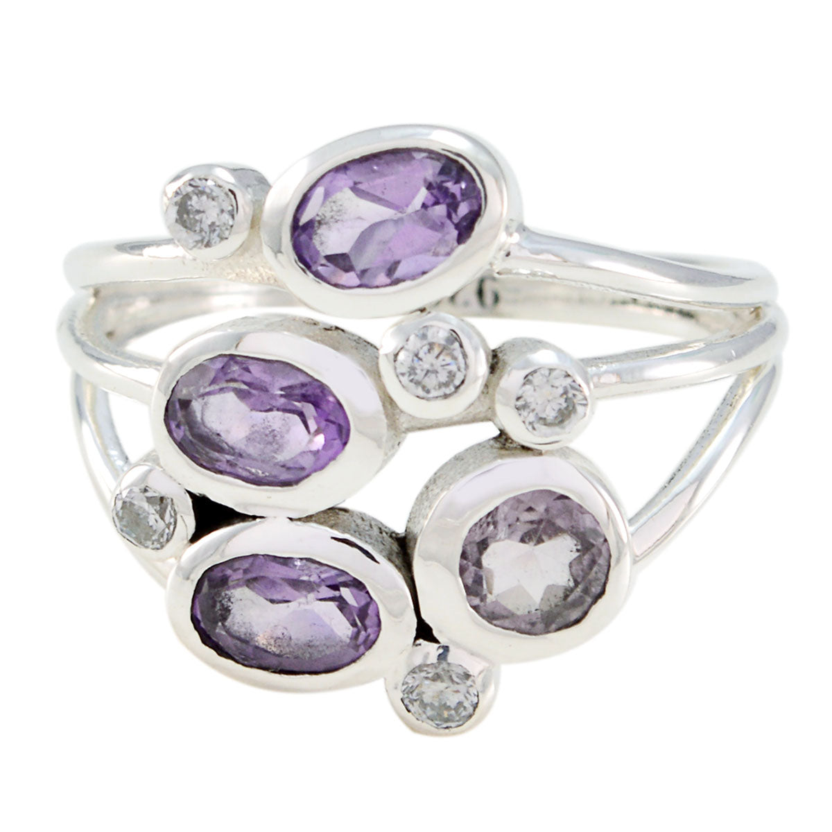 Amethyst quarter German Silver Purple Gemstone Minimal Glamorous Ring Jewellery Huvudsaklig produktbild