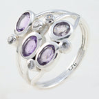 Amethyst quarter German Silver Purple Gemstone Minimal Glamorous Ring Jewellery