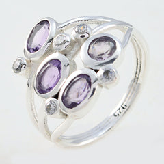 Amethyst quarter German Silver Purple Gemstone Minimal Glamorous Ring Jewellery