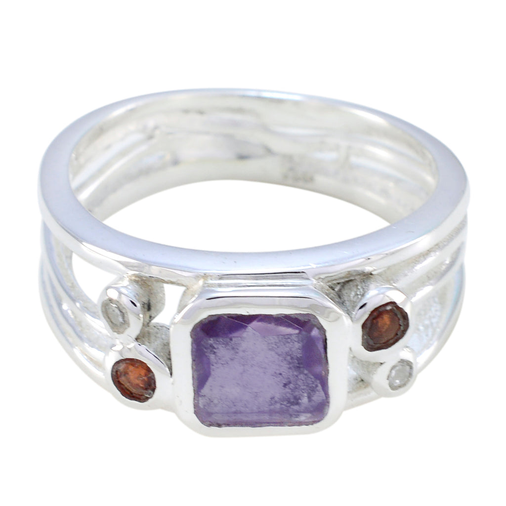 Amethyst Penta Turkish Sterling Silver Purple Gems Whisper thin Modern Ring Jewelry