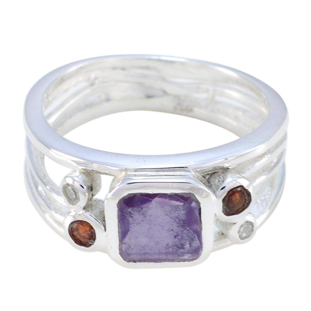 Amethyst Penta Turkish Sterling Silver Purple Gems Whisper thin Modern Ring Jewelry