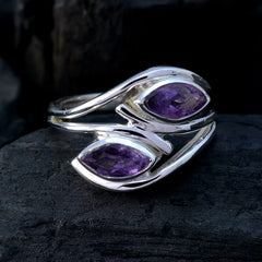 Amethyst Toi et Moi Indian 92.5 Silver Purple Gems Slim Fairytale Ring Jewelry