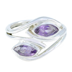 Amethyst Toi et Moi Indian 92.5 Silver Purple Gems Slim Fairytale Ring Jewelry