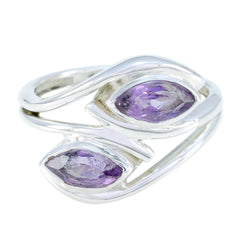 Amethyst Toi et Moi Indian 92.5 Silver Purple Gems Slim Fairytale Ring Jewelry