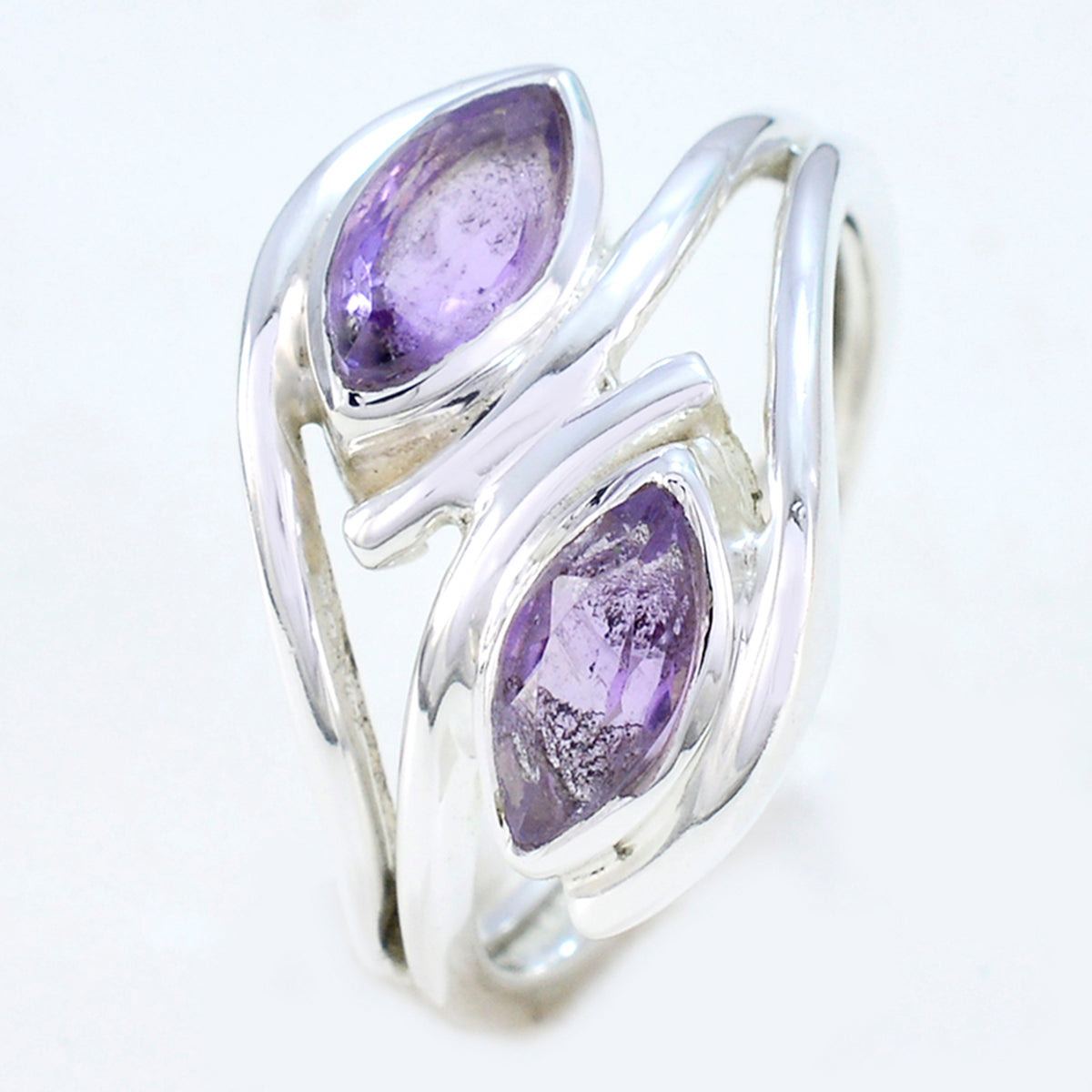 Amethyst Toi et Moi Indian 92.5 Silver Purple Gems Slim Fairytale Ring Jewelry