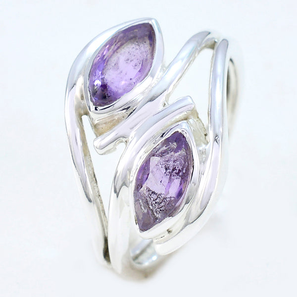 Amethyst Toi et Moi Indian 92.5 Silver Purple Gems Slim Fairytale Ring Jewelry