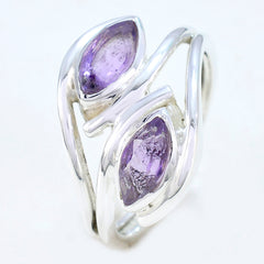 Amethyst Toi et Moi Indian 92.5 Silver Purple Gems Slim Fairytale Ring Jewelry